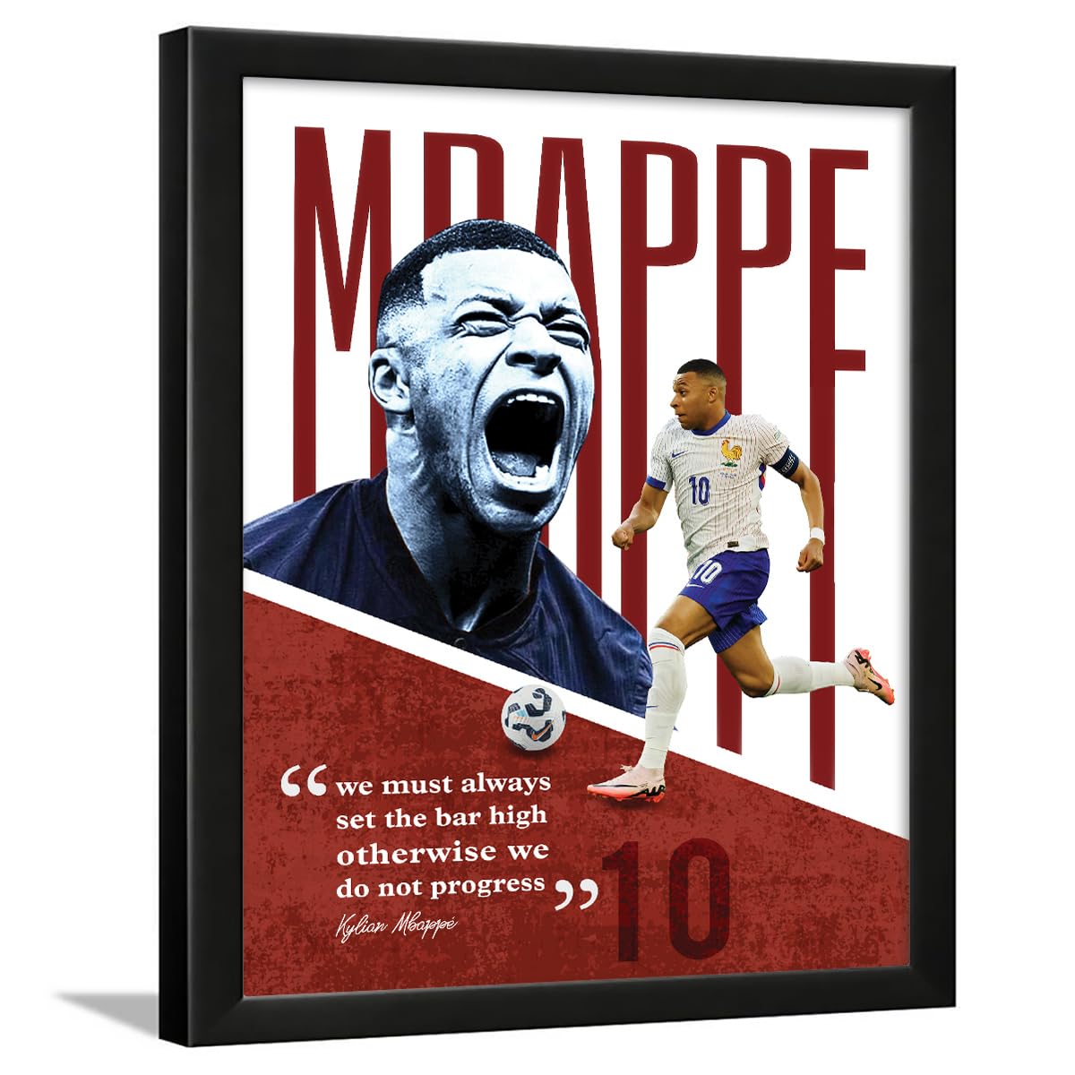 Chaka Chaundh - we must always set the bar high otherwise we do not progress quotes posters - Kylian Mbappé quotes frame - motivational quotes frames - Football poster with frame –Athletic Quotes wall frames - (14 X 11 Inches)-image-1