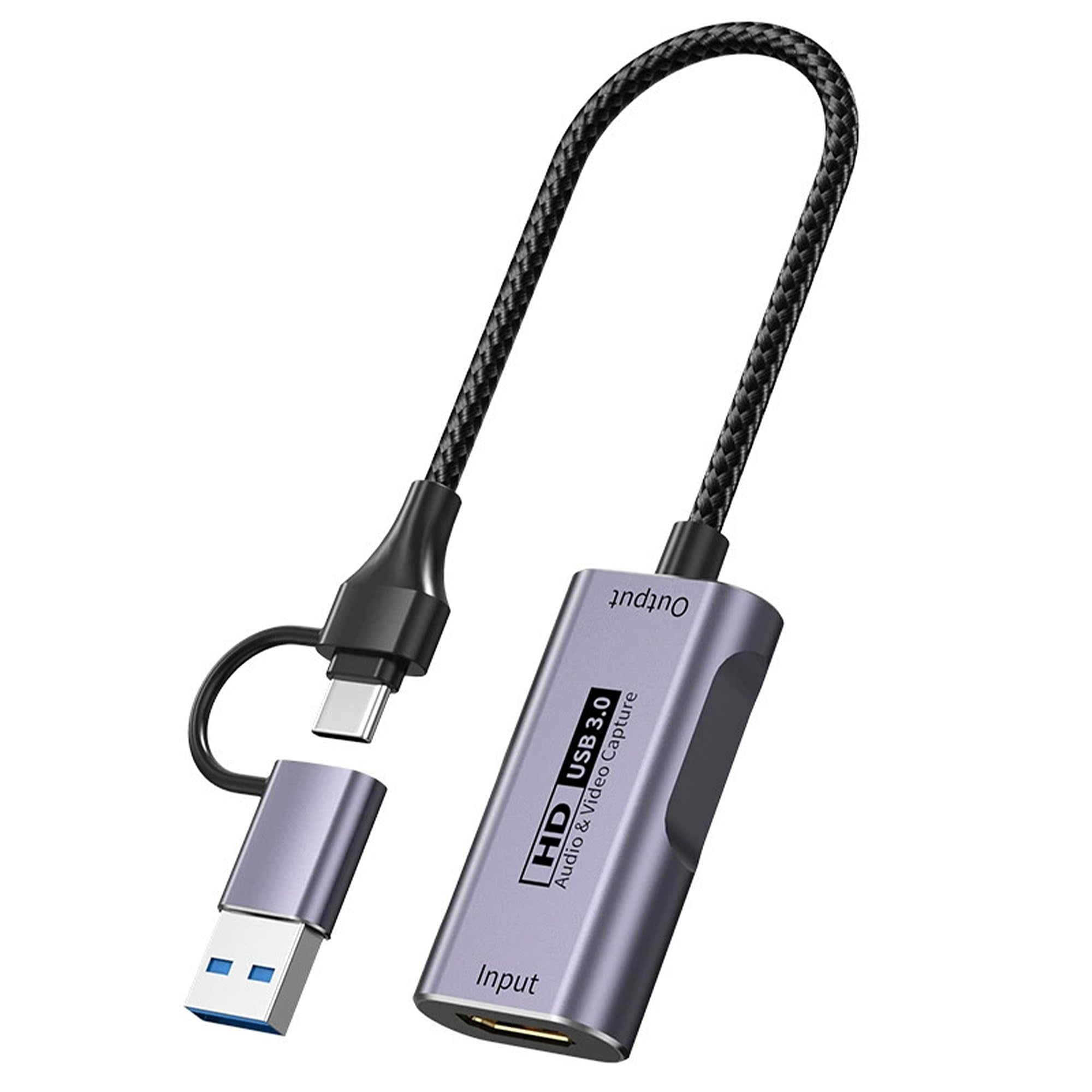 Scheda di Acquisizione Video HDMI a USB 3.0 Tipo A e Tipo C, Ingresso 4K, Acquisizione 1080P 60 FPS, Bassa Latenza, Compatibile con Switch, PS5, Xbox, PC e OBS