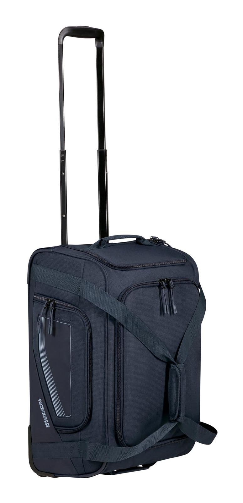 American Tourister City Racer - Sac de Voyage à roulettes 55 cm, 50 L - Bagage Cabine avec Grand Espace de Rangement et Compartiment Chaussures - Déperlant, Smart Sleeve, Robuste - Bleu (Navy)