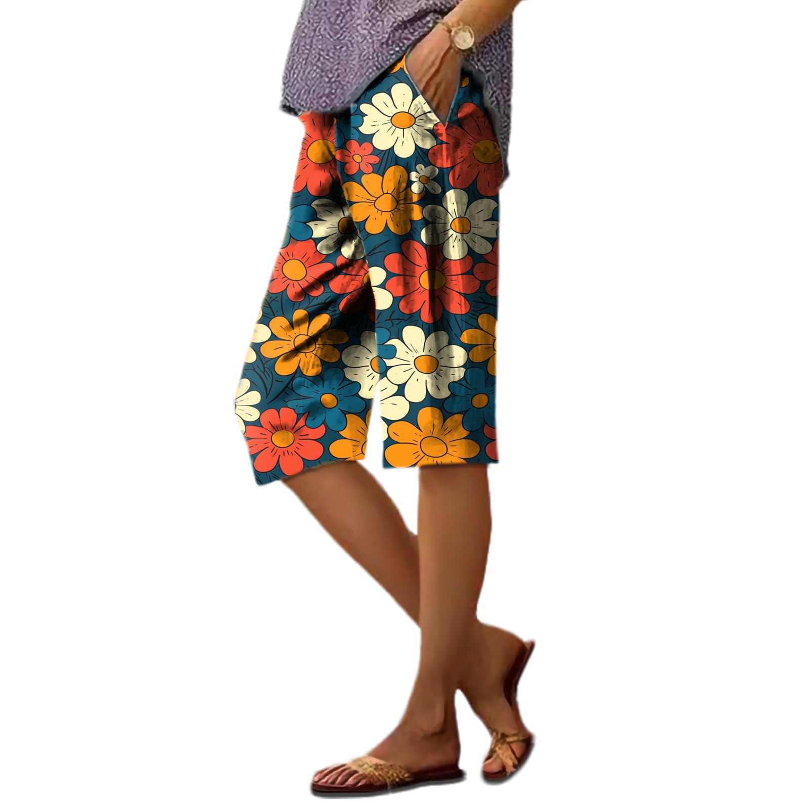 domirica Summer Shorts for Women Vintage Floral