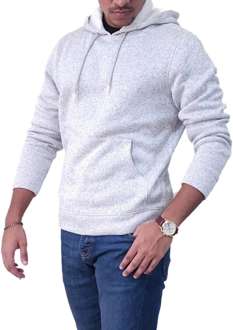 Holiday Hoodie Men's Textured Fleece Hoodie Comfy Casual Soft Warm Outdoor Winter Sweatshirt Kangaroo Pockets