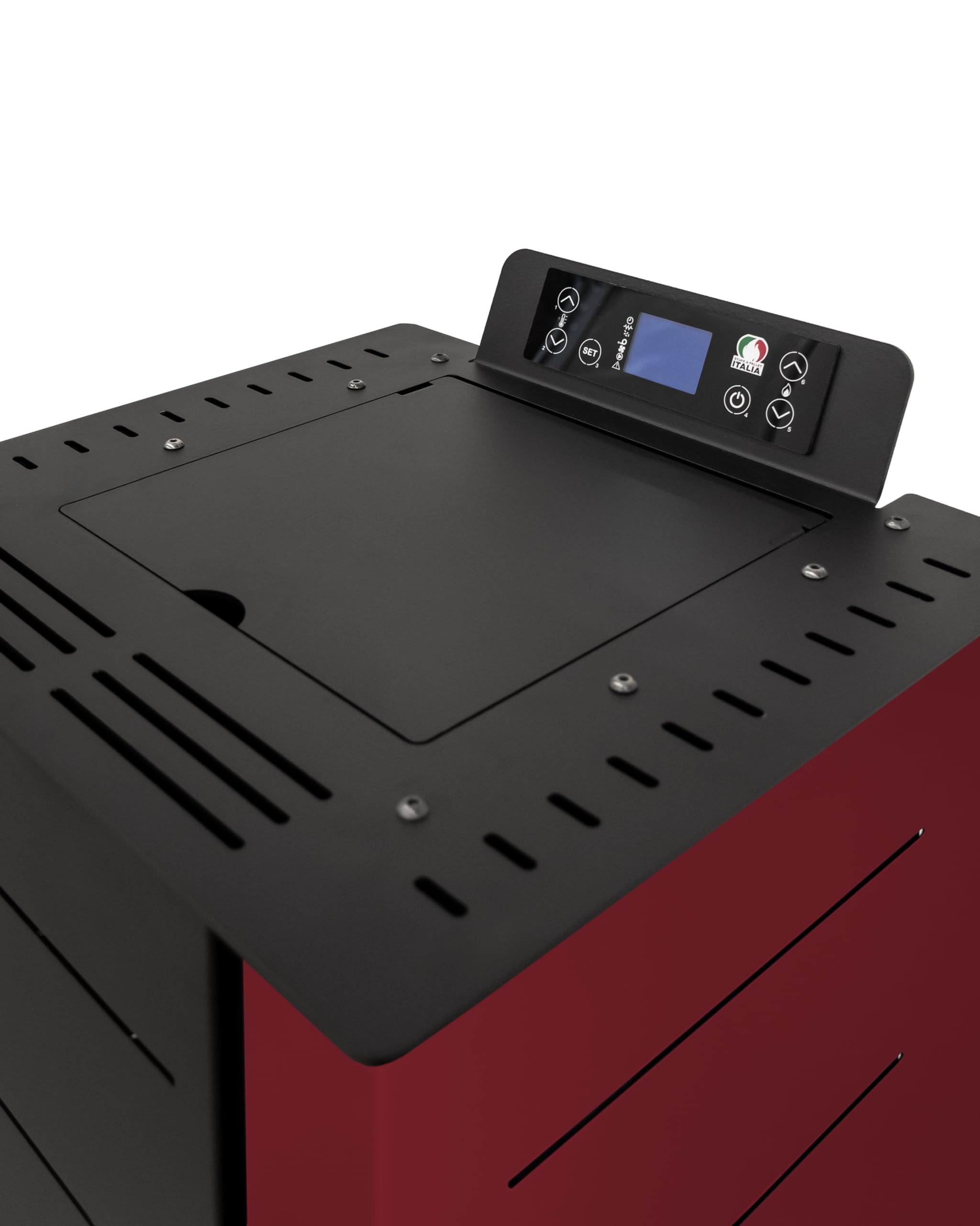 STUFE A PELLET ITALIA Colonna 10 kW | estufa de pellets eficiencia 85% calienta 80 m² diseño supercompacto programable 5 velocidades y niveles de potencia 24 meses garantía rojo