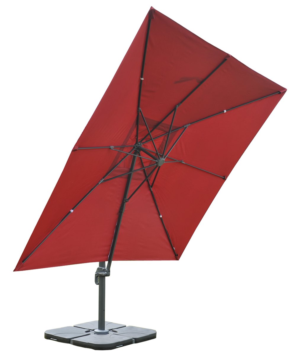 Mendler Parasol gastronomiczny HWC-A96, 3 x 3 m (Ø4,24 m) poliester aluminium/stal 23 kg - antracyt ze stojakiem