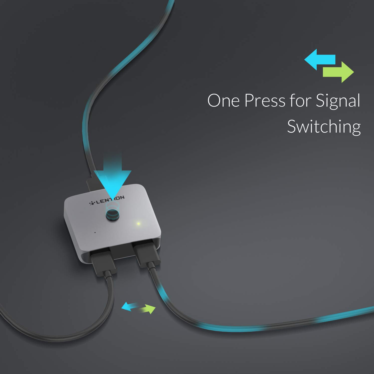 LENTION 2 x 1/1 x 2 Interruttore Bidirezionale in Alluminio HDMI 4K/60Hz, Nessun'Alimentazione Esterna Necessaria per iPad Pro 2018, Macbook Air/Pro, Windows, Chrome, Linux, HDTV, TV Box - Grigio