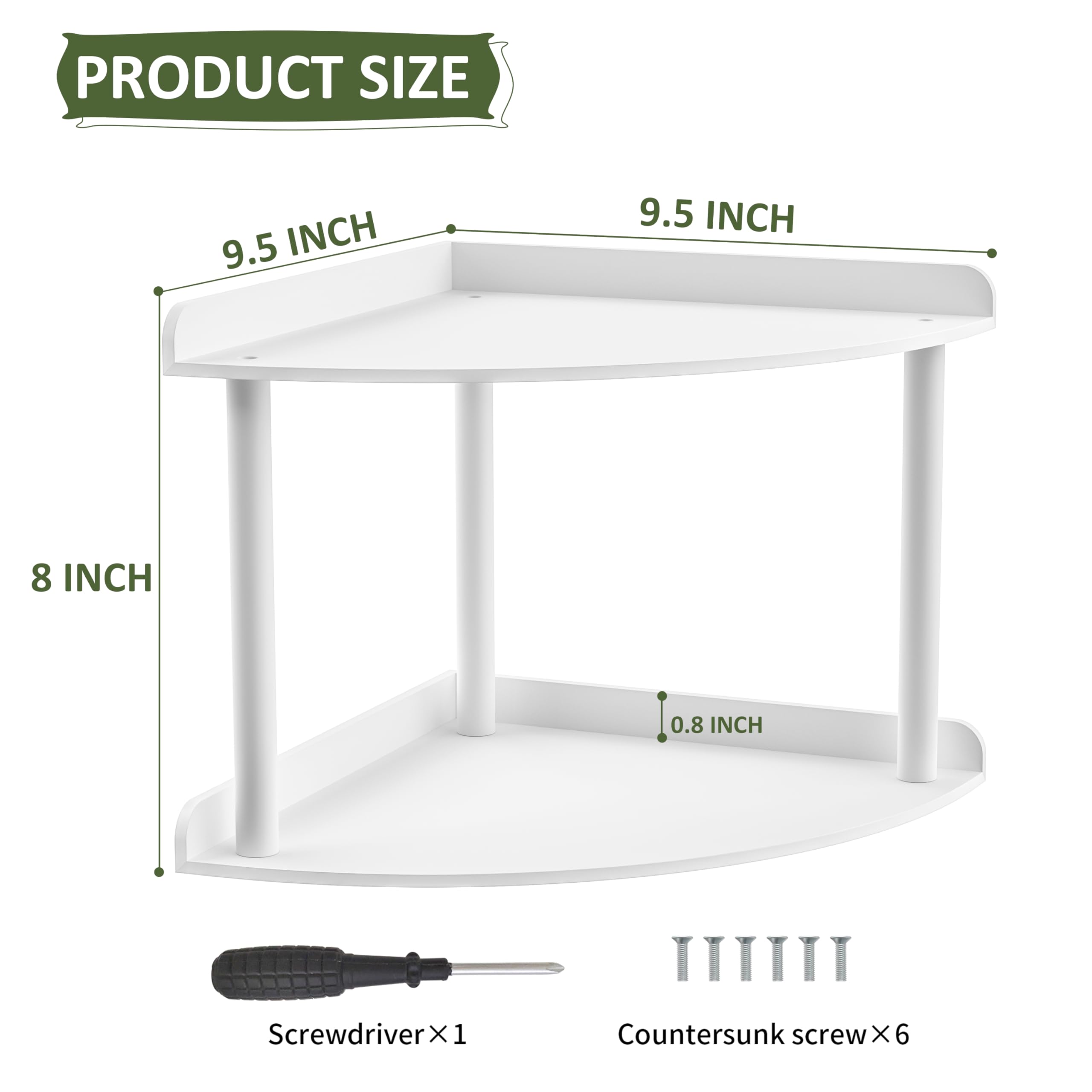 Sezanrpt 2 Tier Acrylic Corner Shelf Organizer Storage 9.5x9.5x8 Inch, White Countertop Corner Shelf for Bathroom Kitchen - Image 2