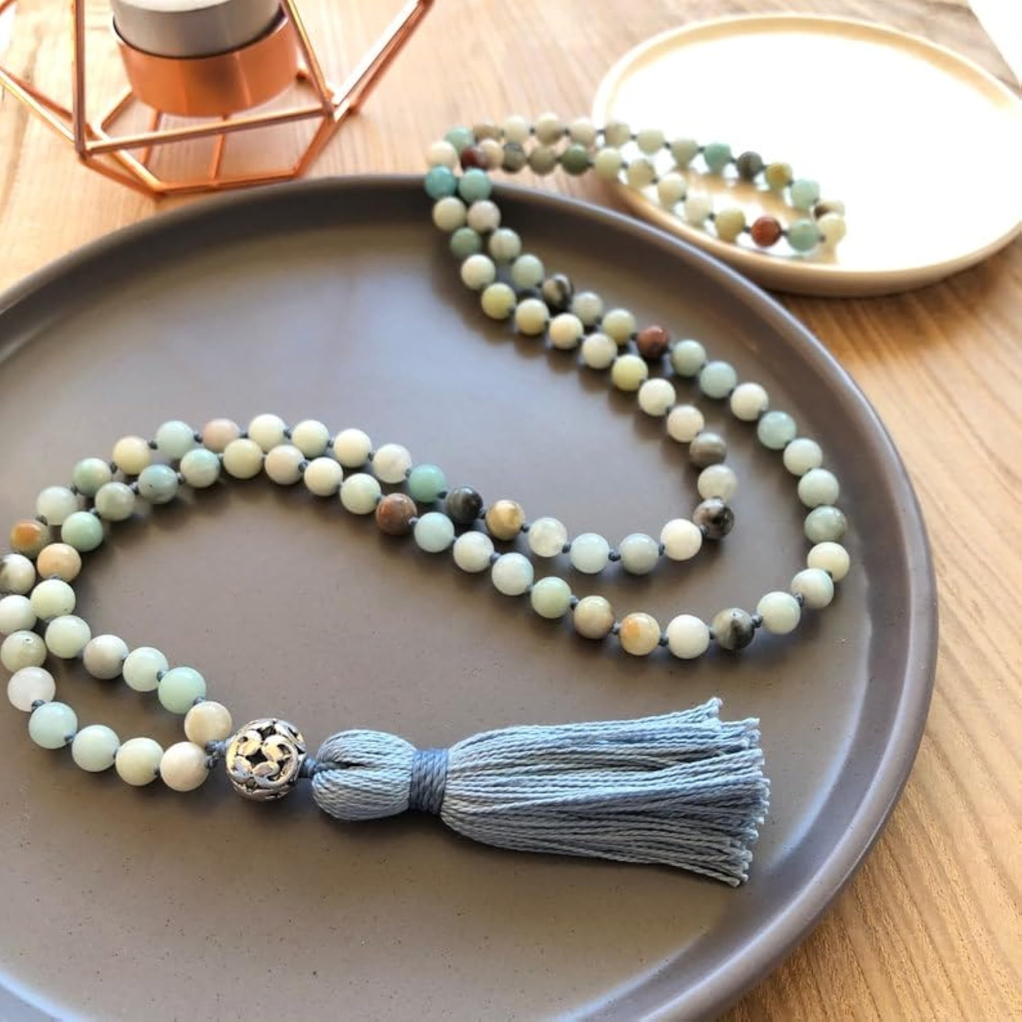 Natural Amazonite Beaded Handmade Prayer Mala, 108+1 Beads