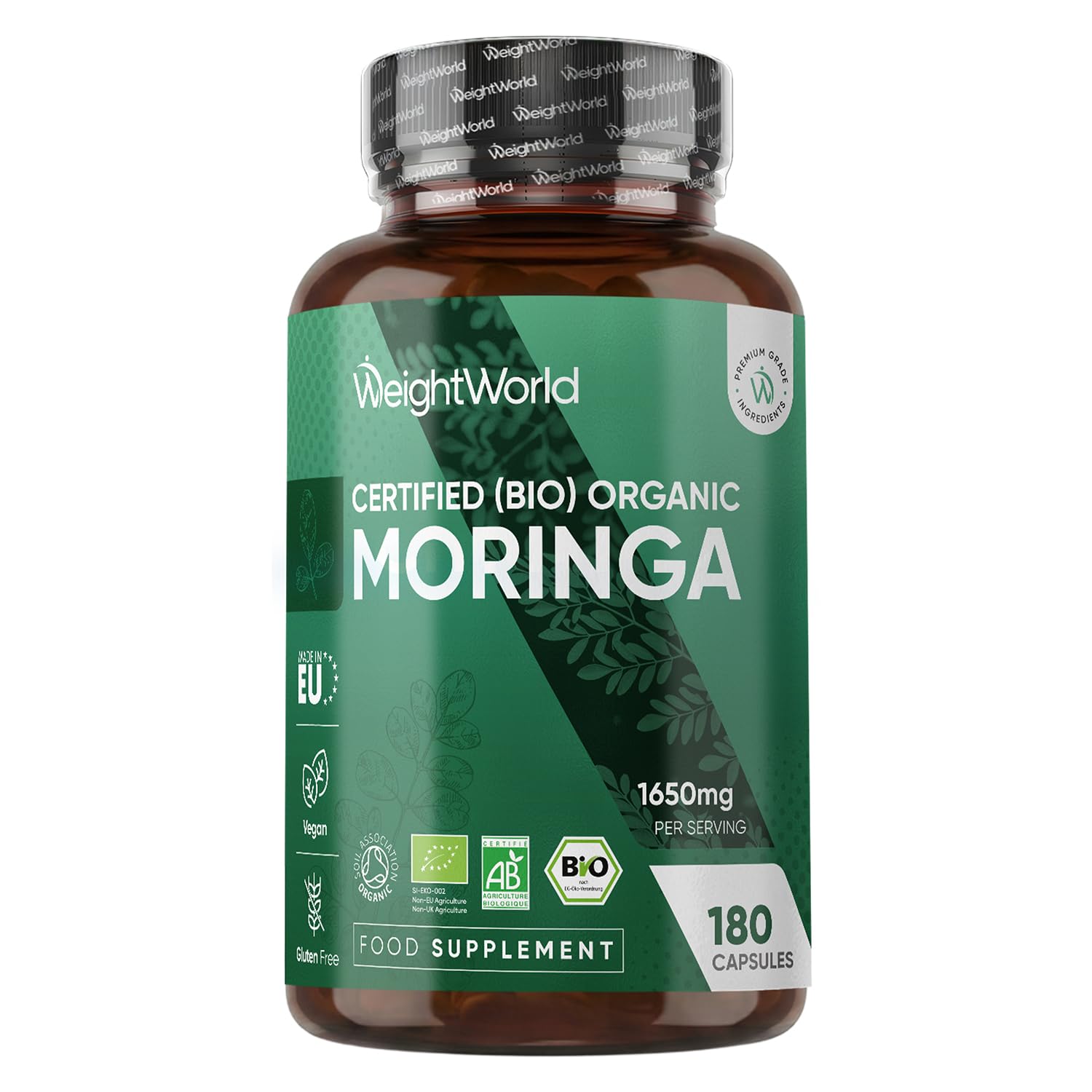 Organic Moringa Capsules - Soil Association Certified - 1650mg