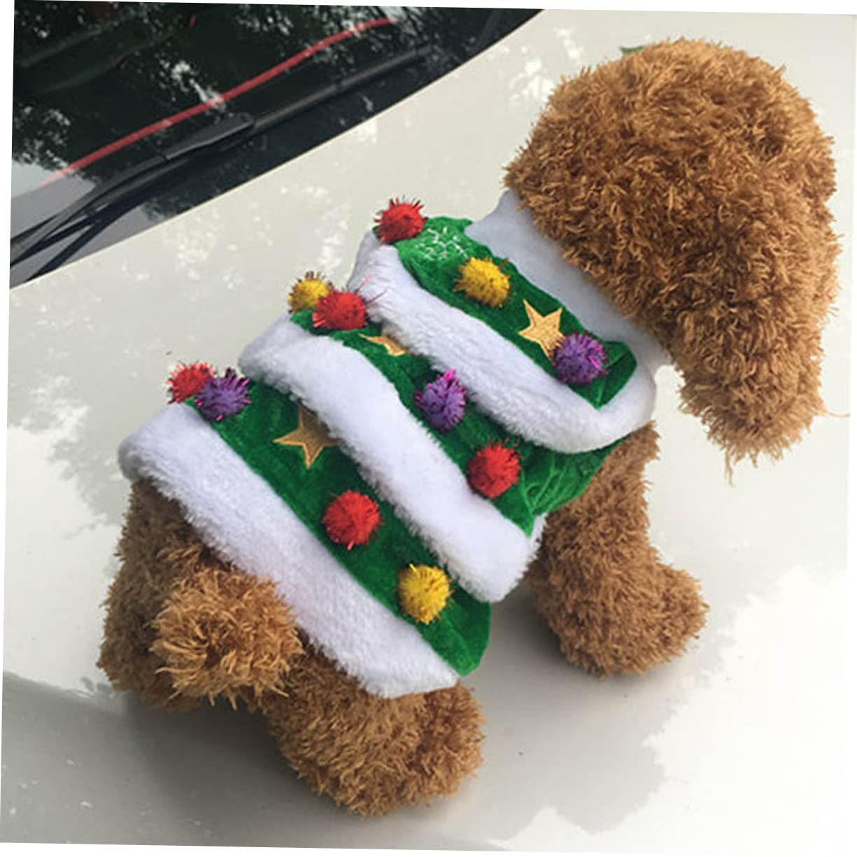 HMJGDHX 2 Pezzi Abito per Cani a Forma di Albero di Natale Vestiti per Animali Domestici per Natale Confortevole Felpa con Cappuccio Calda per Costume da Festa per Cani Abito Festivo per Animali