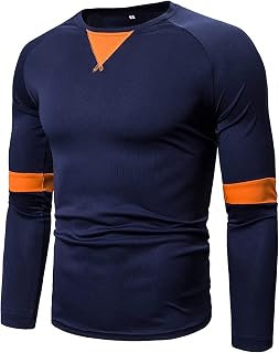 Pack of Mens Shirts Splice Pullover Long Sleeve Tops Round Neck T-Shirt Blouse Trendy Casual Tees Men Mens Casual Shirts t Shirt Dress Graphic Mens Linen Shirts Long Sleeve