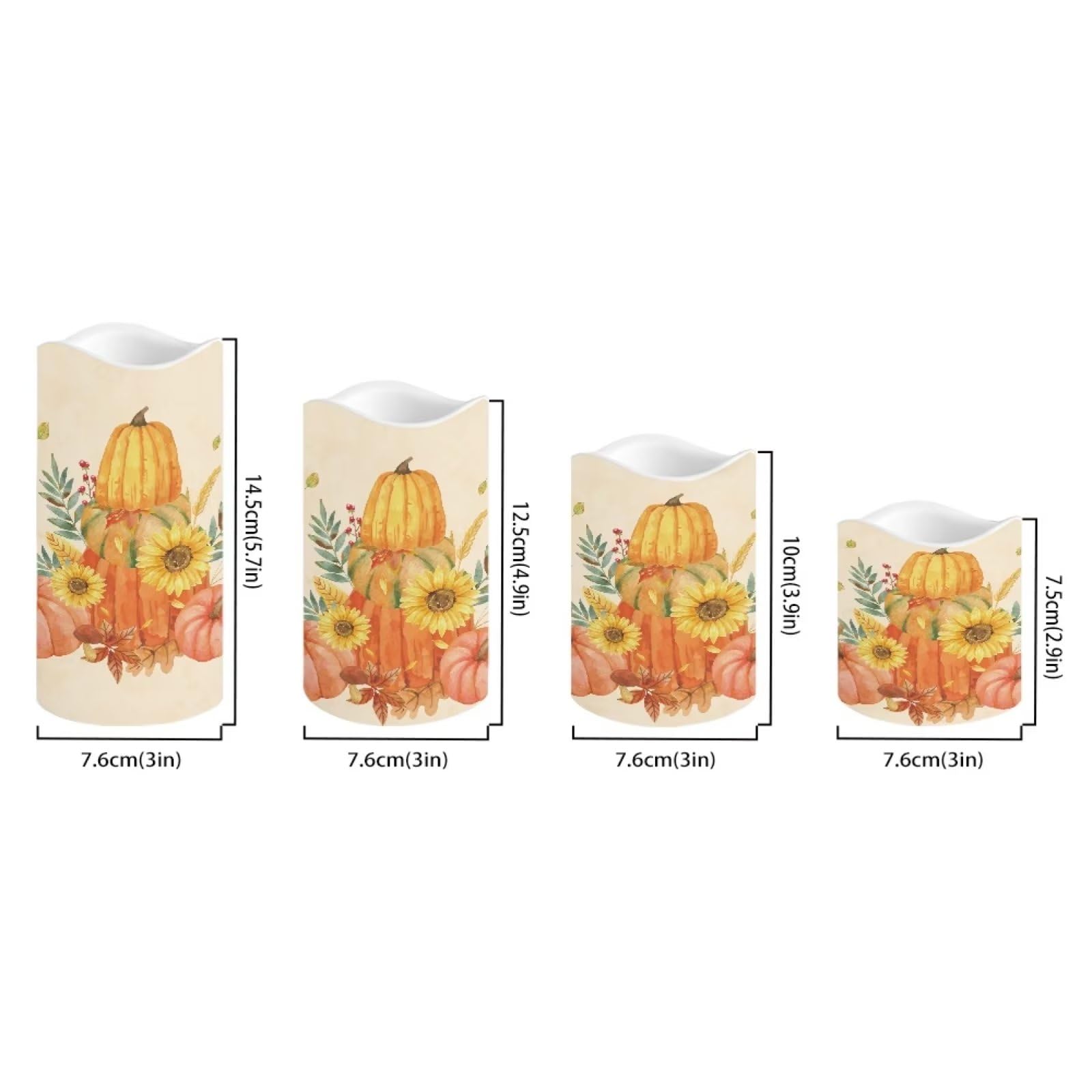 Hechitok Sunflower Pumpkin Flame Lighted Pumpkins Fall Decor Flameless Candles Realistic Pillar Candle for Thanksgiving Decorations with Timer and Remote