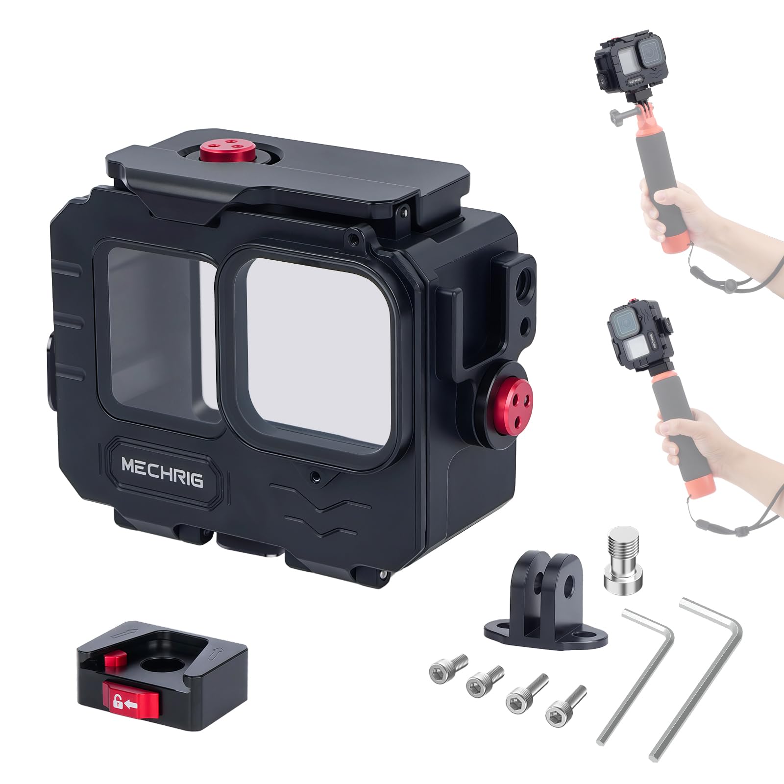 MechRig Aluminum Waterproof Case for GoPro HERO13 Black HERO12 HERO11 HERO10 HERO9 Action Camera 80M Deep Waterproof Horizontal and Vertical Shooting