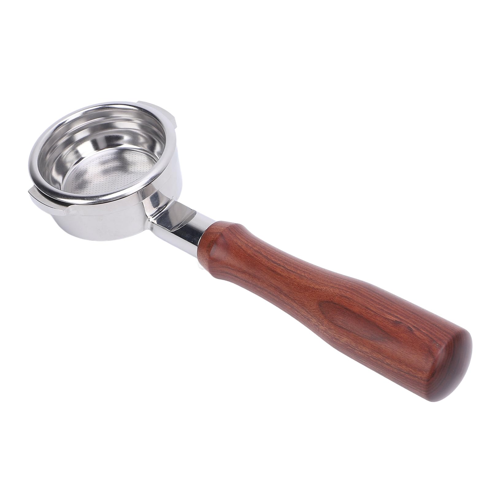 Porte-filtre à café sans Fond 58mm, Poignée en Acier Inoxydable et Bois, pour Machine à Expresso