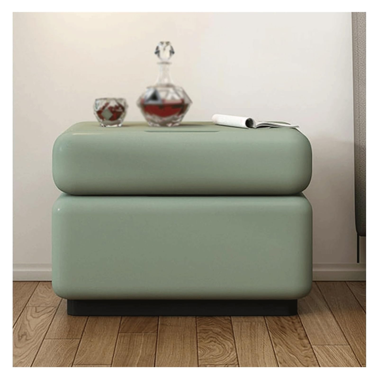 SXZenSpace High-end Nightstands with 2 Wood Drawers Side Table for Bedroom Living Room Bedside Furniture Cabinet(Green,40 * 40 45cm)