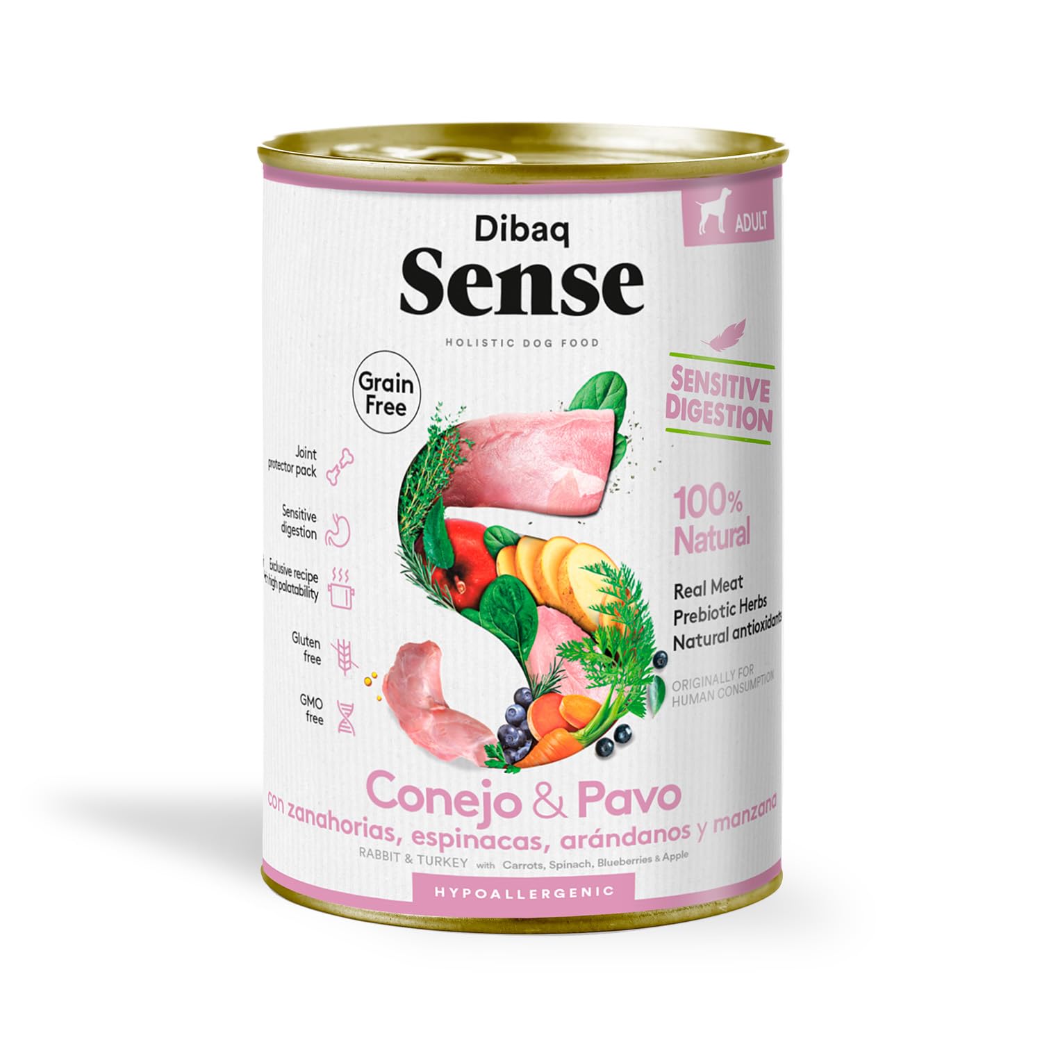 Dibaq Sense Grain Free Sensitive Conejo y Pavo, 12 uds x 380 gr