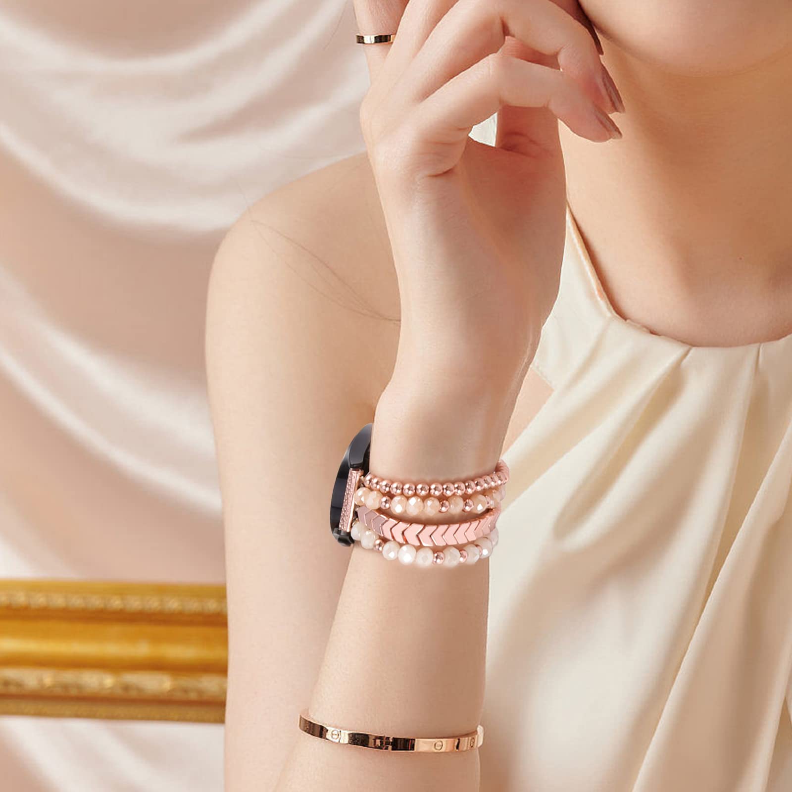 NEW  Beaded Pearls  Boho Samsung Galaxy Watch Band Amazon.com: Juaupepo Boho Beaded Watch Band, 22mm Handmade  main image 2