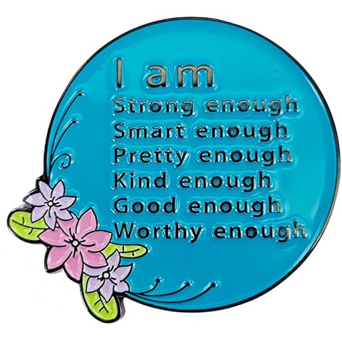 Ficsowy Enamel Pin I Am ... Lapel Pins Alphabet Floral Design Badge for Women, Girls, Teens, Teachers, Moms, Dads, Grandparents, Friends