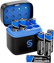 8-Pack Rechargeable AA Batteries with Dual-Mode Charger for Lithium & NiMH Batteries 3600mWh High Capacity AA Li-ion Battery