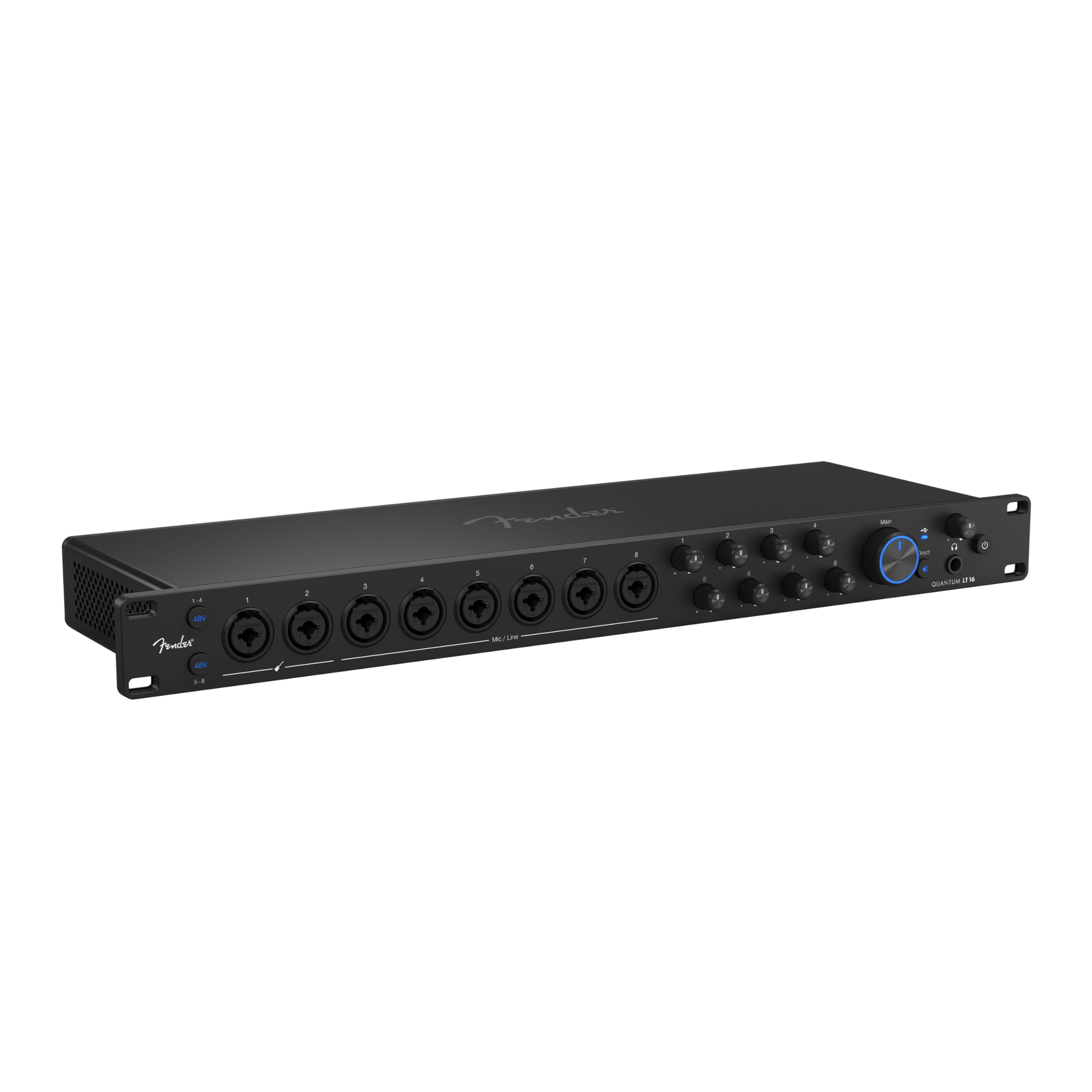 Fender Quantum LT 16 | Interfaz de audio USB-C de 8 salidas para producción musical, ocho preamplificadores de micrófono MAX-HD, 14 entradas de línea, controladores de baja latencia, loopback, salidas