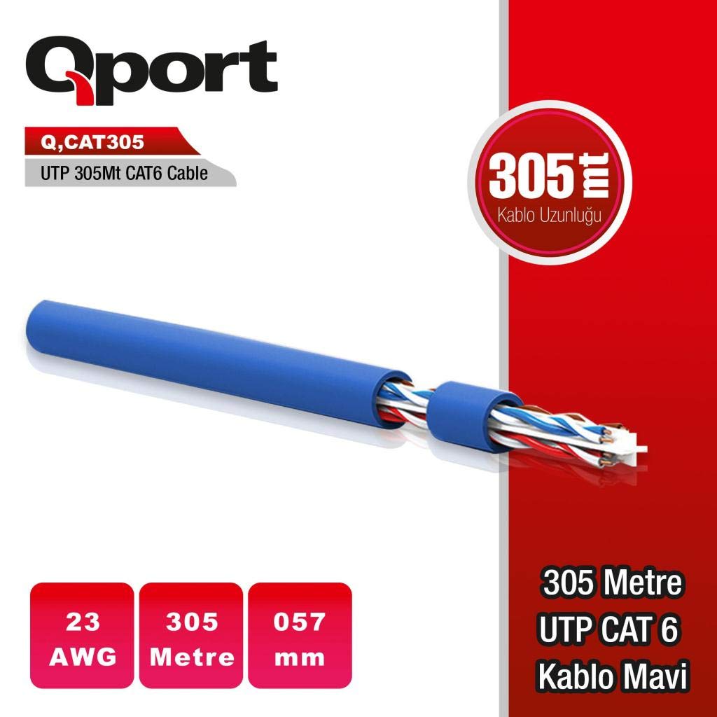 Qport Q Cat305M 305 Metre Utp 23Awg 0.57Mm Mavi Network Ağ Ka Blosu