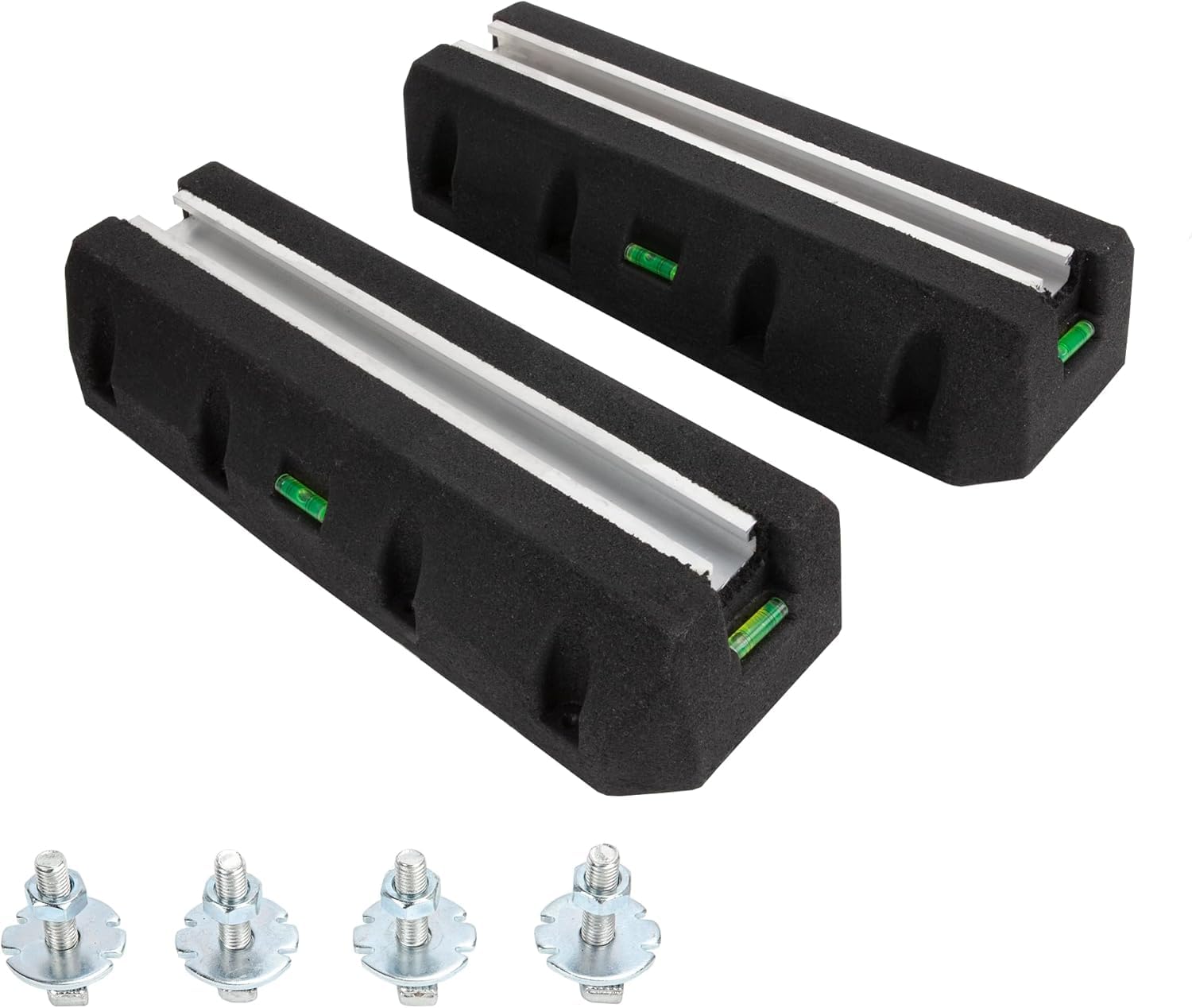 Wostore Base ammortizzante per climatizzatore e pompa di calore, piedini antivibrazione in gomma con livella a bolla, resistente ai raggi UV, portata 400 kg (450 mm), nero