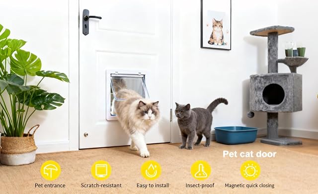Foto 3 de 3 de Puerta para Gato con Cierre magnético de 4 vías, Puerta para Mascotas para Gatos y Perros pequeños