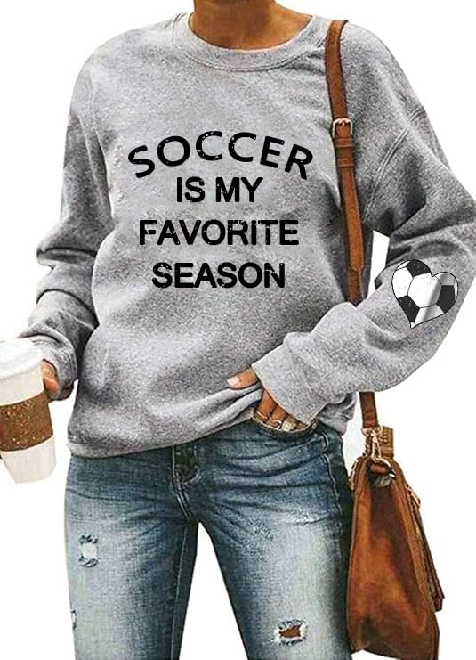 Soccer Sweatshirt for Women Soccer is My Favorite Season Shirt Distressed Soccer Mama Casual Tshirt...