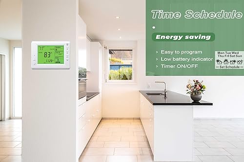 Miniatura 6 de Termostato programable de 5+2 días Pantalla LCD Control de temperatura de calor y refrigeración - Fácil de instalar para aire acondicionado