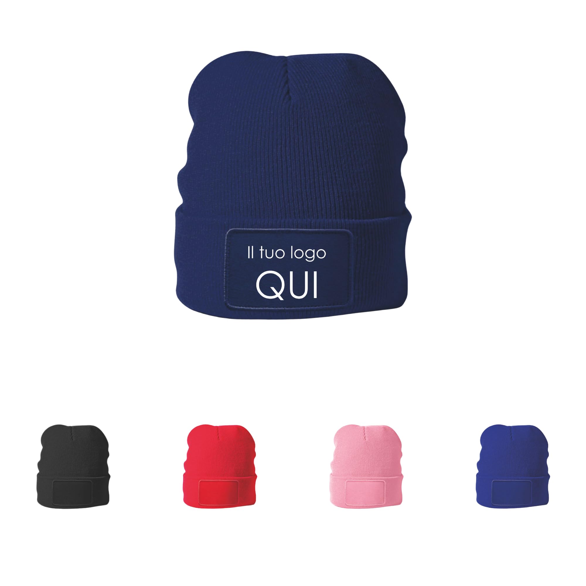 Set 5, 10, 20, 50 Cappello Invernale Personalizzato, Made in Italy – Berretto Personalizzabile con Logo, Foto, Nome e Scritta – Regalo Aziende, Squadre Sportive - 100% Morbido Acrilico Caldo e Comodo