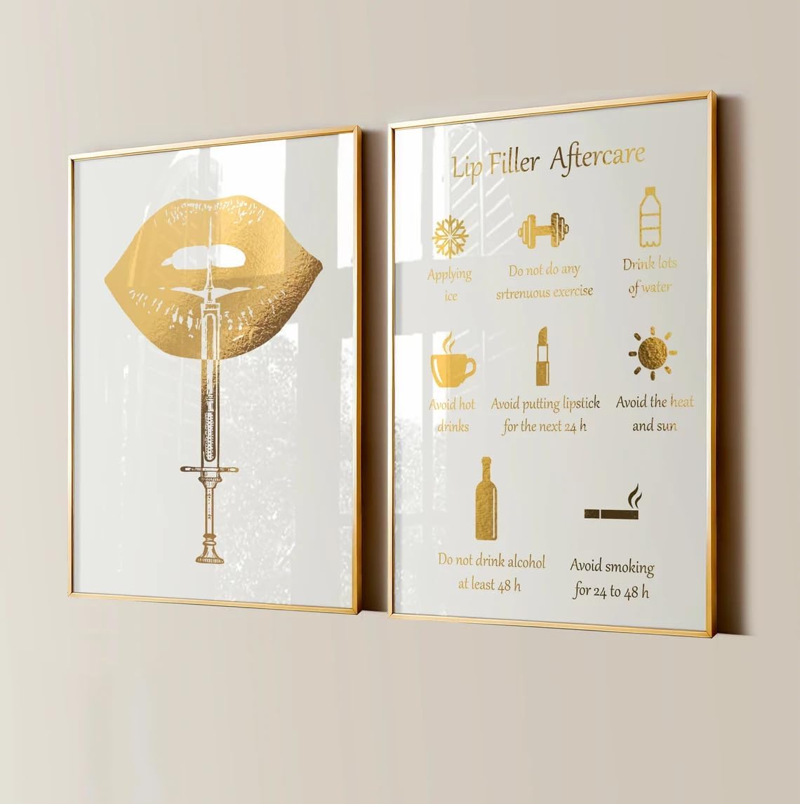 NATVVA 2 Pieces Beautiful Skin Is Always In Wall Art Canvas Painting Skincare Facial Treatment Poster For Beauty Salon Med SPA Clinic Decor With Inner Frame