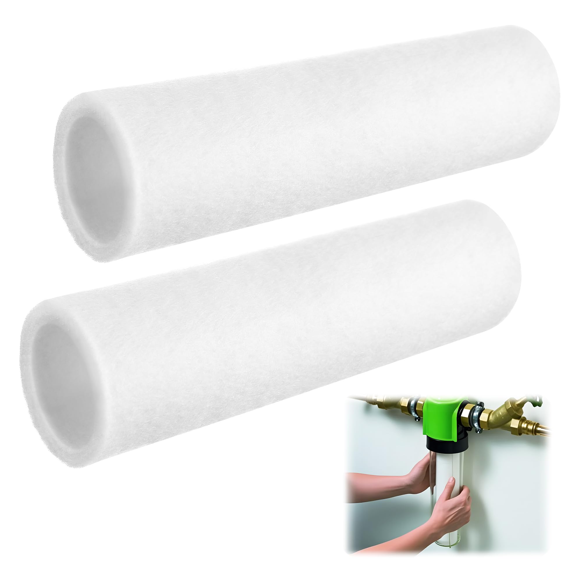 Enhon 2 Stück Ersatzfilter 80 µm, kompatibel mit Grünbeck Wasserfilter FS 1,hochwertiger Wollfaser,kompatibel mit Grünbeck Geno Feinfilter FS 1,Hauswasserfilter Ersatz Kerzenfilter,ohne Schutzglocke