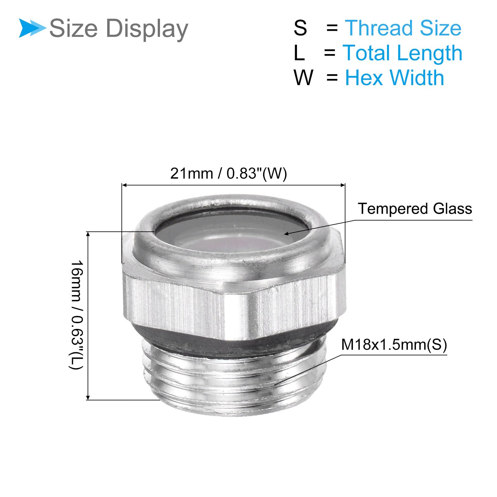CoCud Air Compressor Oil Sight Glass,, M18x1.5 - Image 2