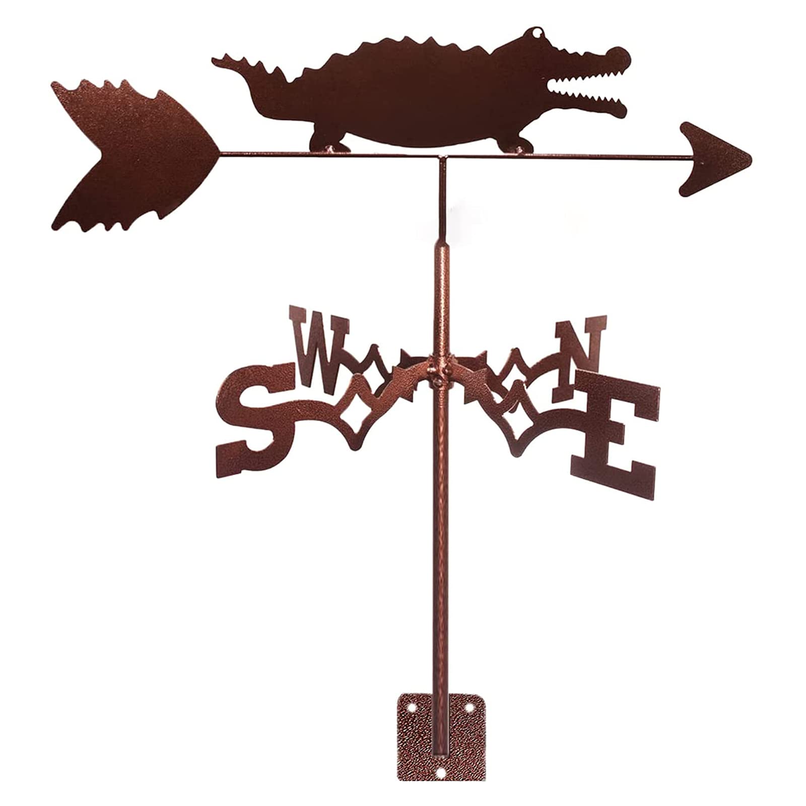 WIQUYBML Weathervane Ornament Metal Wind Direction Indicator Farm Scene Vane with Anti-Rust Coating/Crocodile/35 * 50Cm