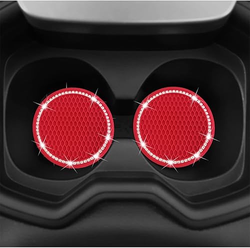 Miniatura 6 de 2 portavasos para automóvil y 1 anillo de encendido con diamantes de imitación para motor de automóvil, anillo brillante para el interior del