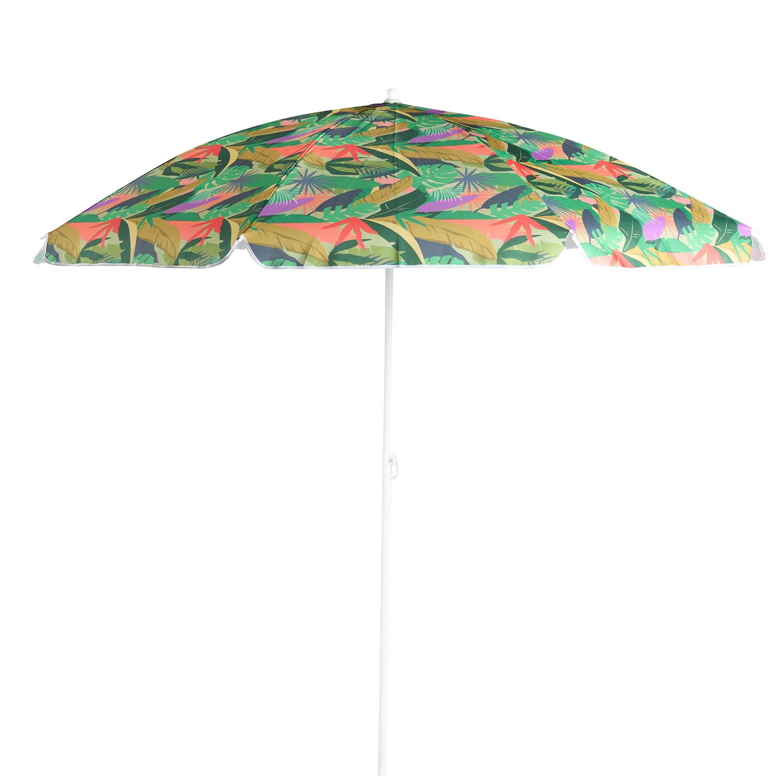 OHS Palm Print Garden Umbrella Parasol, Outdoor Garden Parasol UV Protective Polyester Canopy Sun Shade Parasols with Sturdy Pole Water Resistant Beach Umbrella, Green - 1.8m