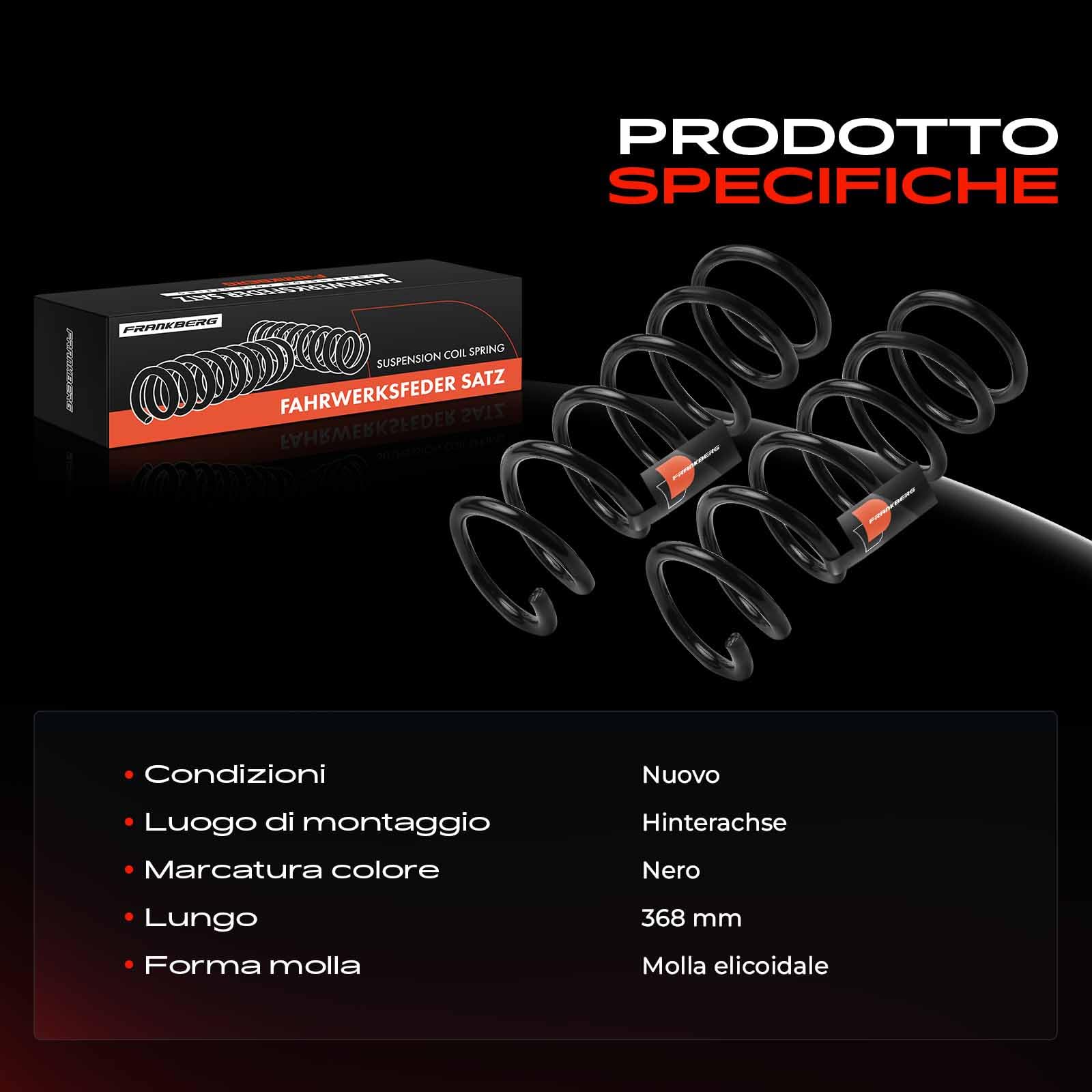 Frankberg 2 molle per sospensioni assale posteriore 7G915560GGD | Compatibile con: Mondeo IV Turnier BA7