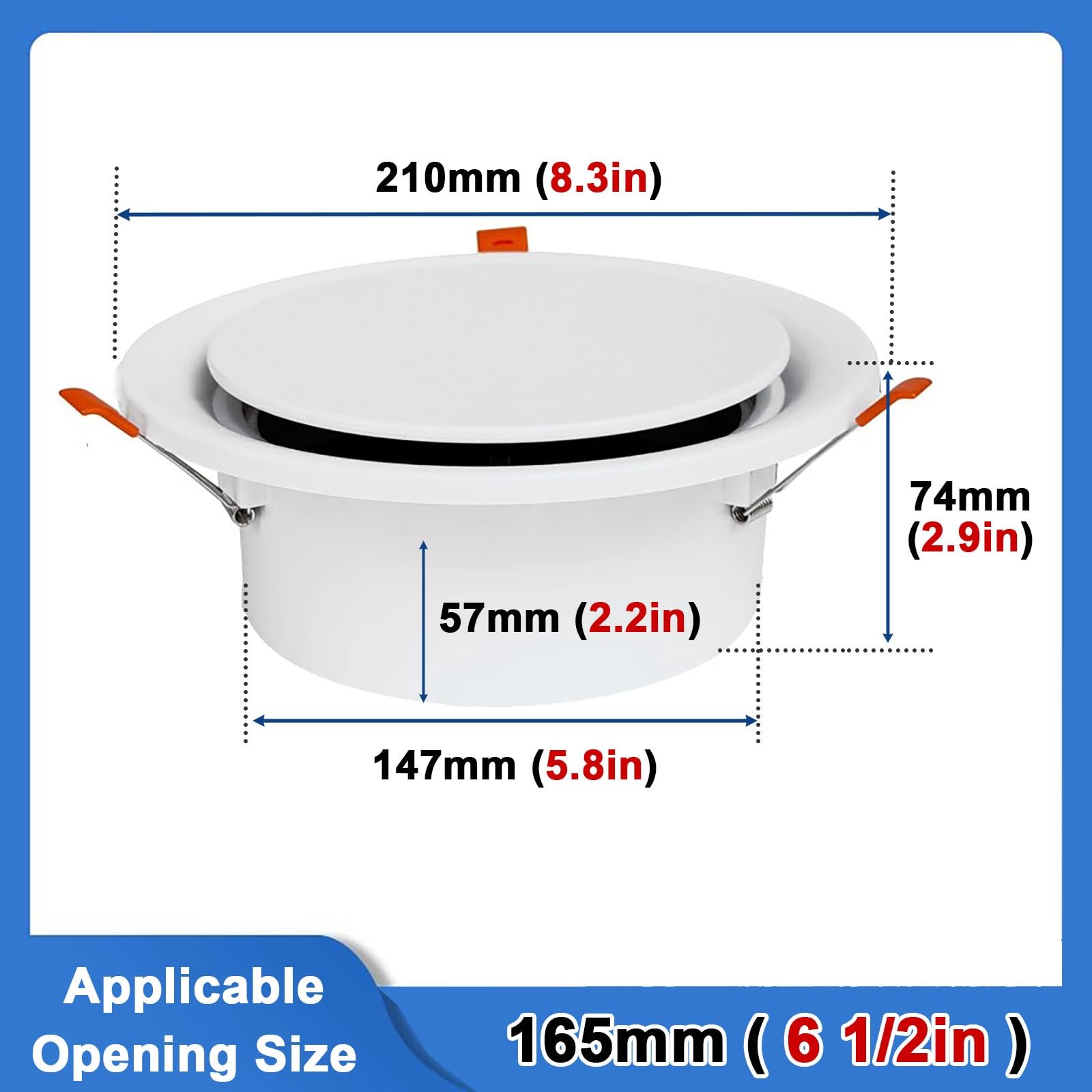 Copertura per Bocchetta di Ventilazione Rotonda da Soffitto, System di Ventilazione 'Aria Fresca da Incasso, Griglia di Scarico della Porta di Accesso(3pack,6 1/2" (165mm))