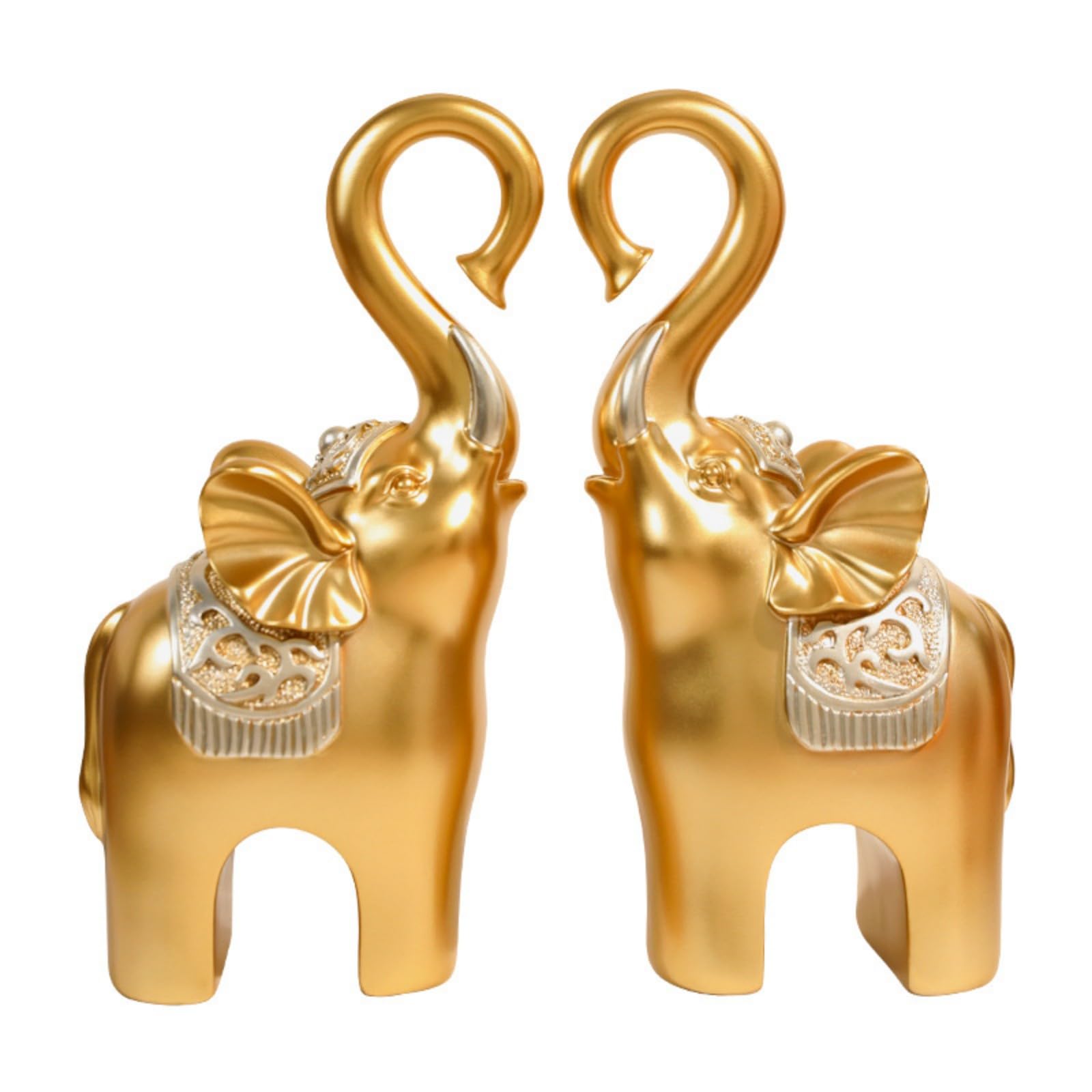 Amore Elefante Statua Decorazione Domestica Portafortuna Statua Elefante Elefante Scultura per Amore Scultura Elefante Regalo Soggiorno Corridoio Mensola Decorazioni 2 Pezzi,d'oro