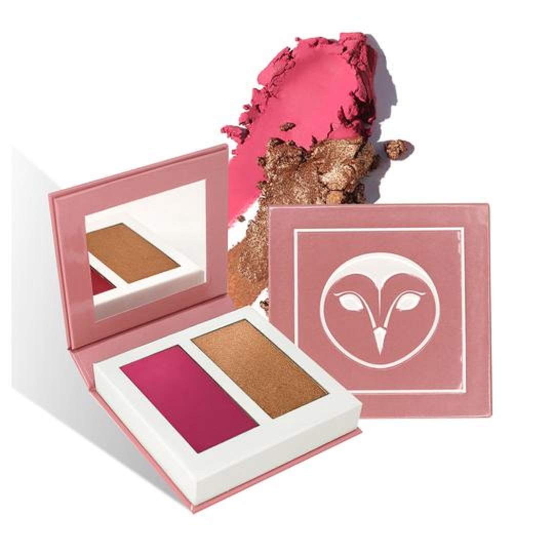 Hank and Henry & Los Angeles. Blush & Highlight Cream-Powder Finish Duo. Buildable Blusher Highlighter Bronzer Palette - Opulent Desire