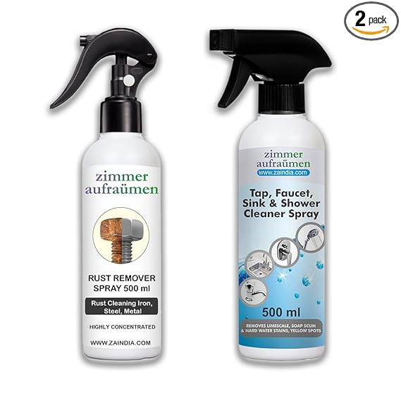 Zimmer Aufraumen Rust Remover Spray 500ml + Tap, Faucet Sink & Shower Cleaner Spray 500ml