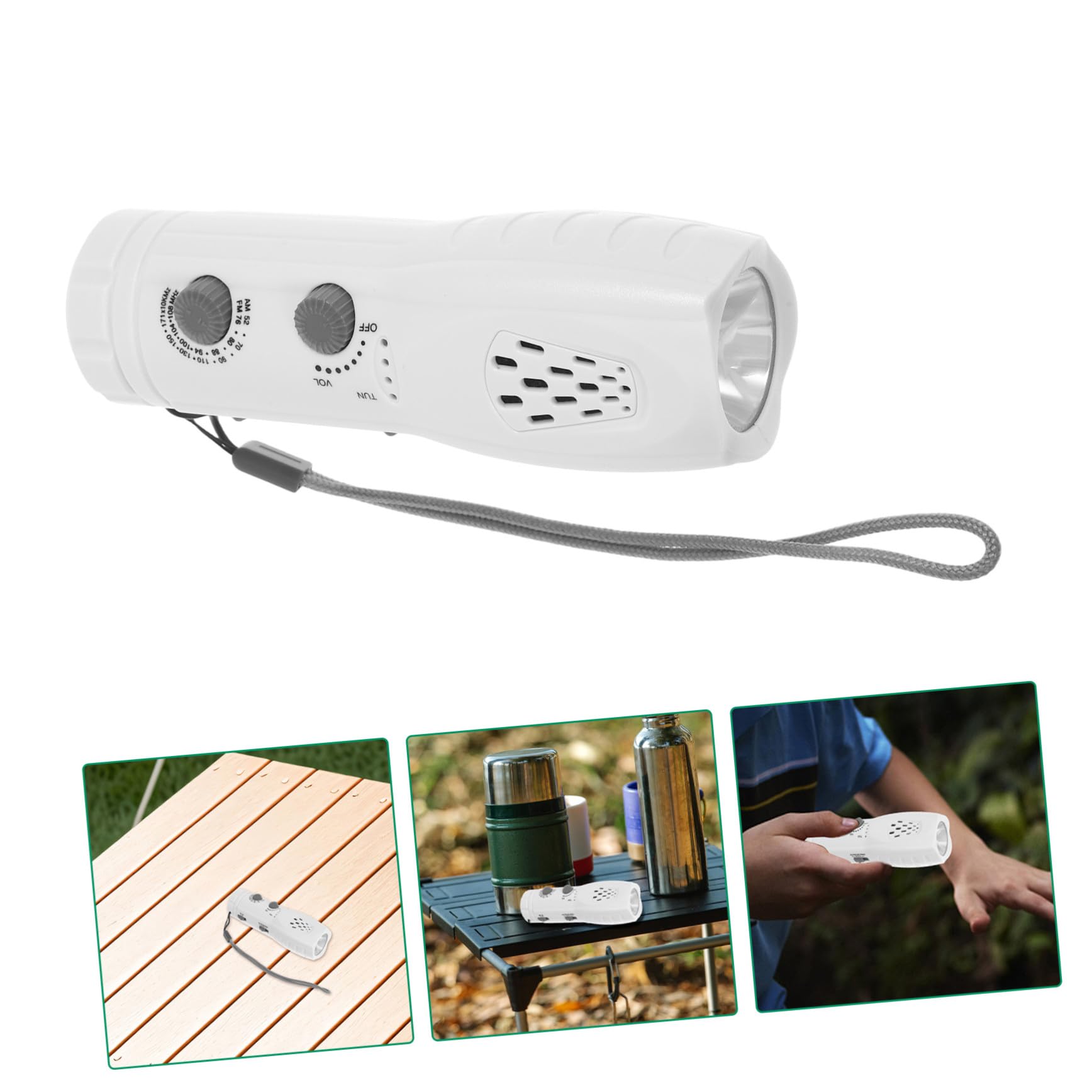 Toddmomy Multifunktionale Weiße Kurbel Taschenlampe mit Notfall Alarm und Handkurbel Stromversorgung für Camping und Wandern aus Robustem Kunststoff
