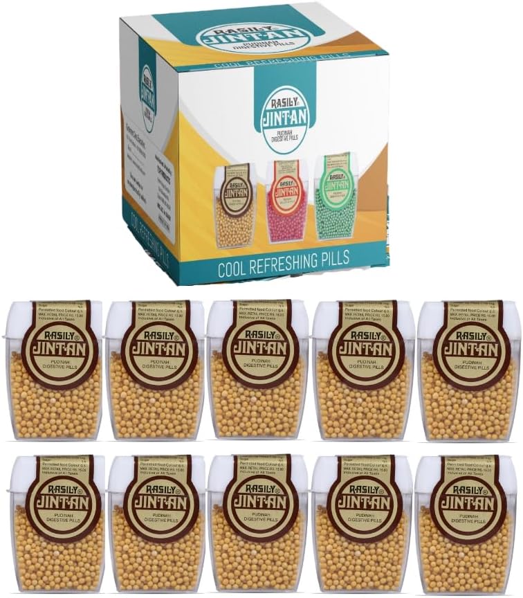 Rasily Yellow Jintan Pudinah Digestive Pills Traditional Mukhwas Mix Home made Mouth Freshener, Hygienically Packed After-Meal Snack (150g Green)