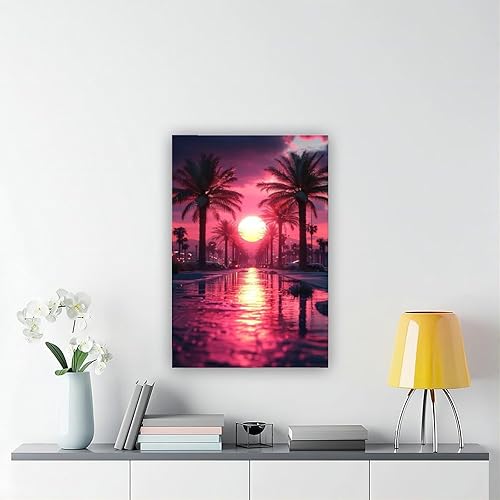 Miniatura 6 de Retrofuturism - Arte de pared de onda de vapor-impresión de neón de los años 80 de paisaje urbano cibernético - Póster retro Synthwave para