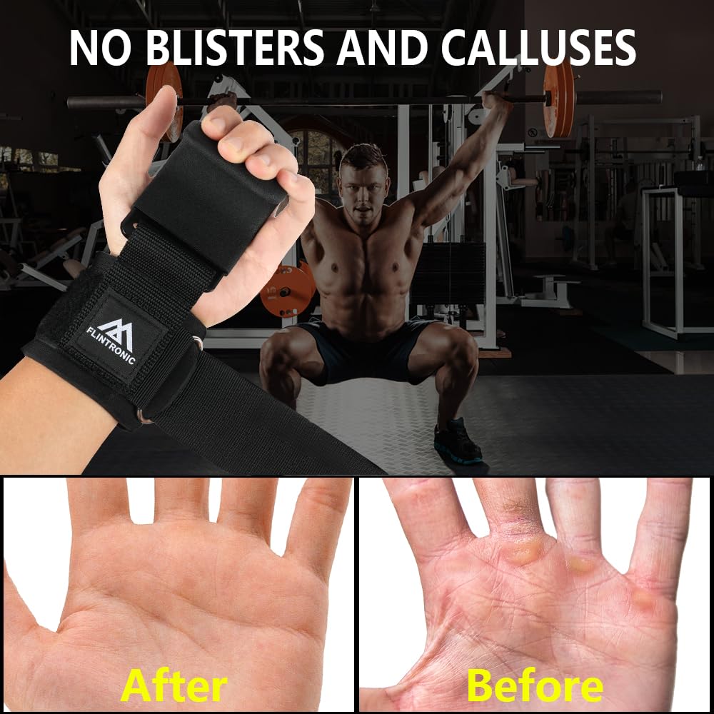 MuscleForge Crochet Musculation - Sangle Musculation Poignet Crochets Halterophilie Neoprene Rembourre Support Levage Traction