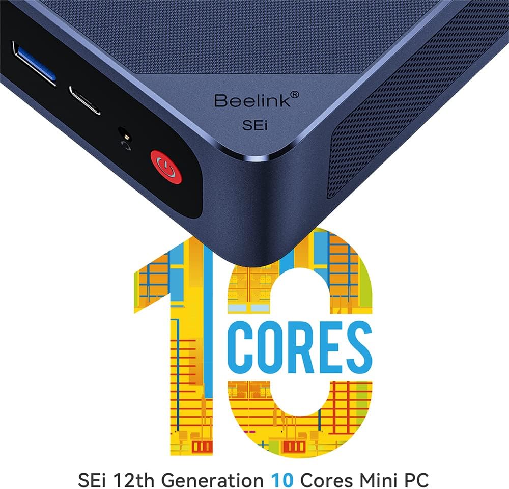 Beelink Mini pc 10 Cores 12th Generation Intel i5-1235U(up to 4.4Ghz),TDP 55W 16G DDR4 3200Mhz,500GB M.2 NVMe Pcle 4.0 SSD Mini Desktop Computers, WiFi6, BT5.2, Dual HDMI Business Mini Computers