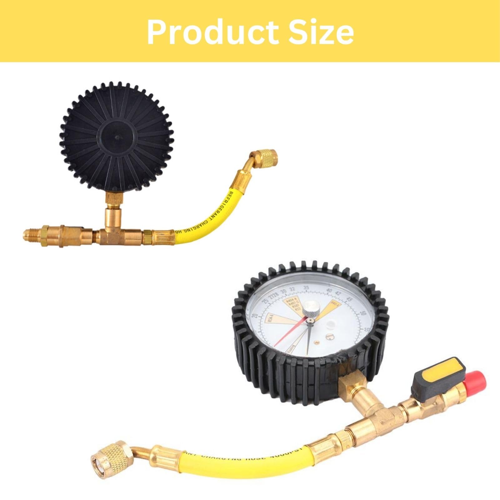 Jadeshay Manomètre Azote Jauge de Pression Manometre Clim Régulateur de Pression Azote pour R134A R22 R407C R410A la Climatisation, Réfrigération Test de Pression