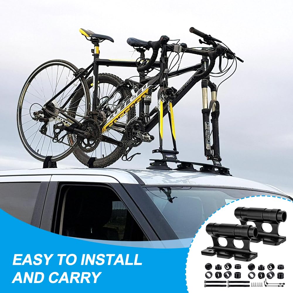 2 Stück Fahrrad Gabelhalterung, Auto Fahrrad Dachträger Gabelhalterung, Fahrradhalterung Auto aus Aluminiumlegierung, fahrrads Gabelträger mit Schnellspanner für LKW SUV Anhänger Autos