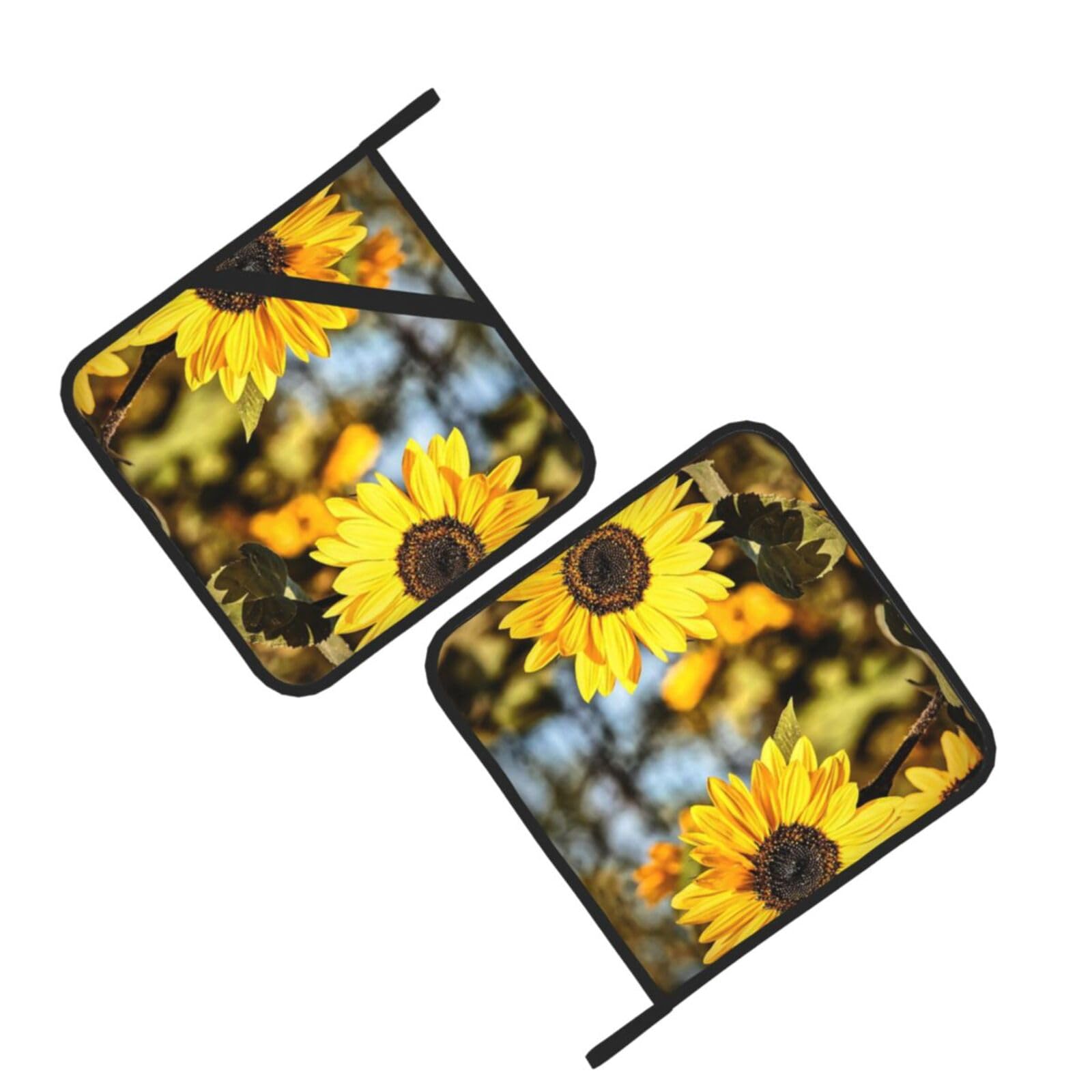 beautiful Sunflower Printed Oven Pot Holders Set of 2 Pcs Heat Resistant Kitchen Microwave Potholders for Cooking Baking Grilling