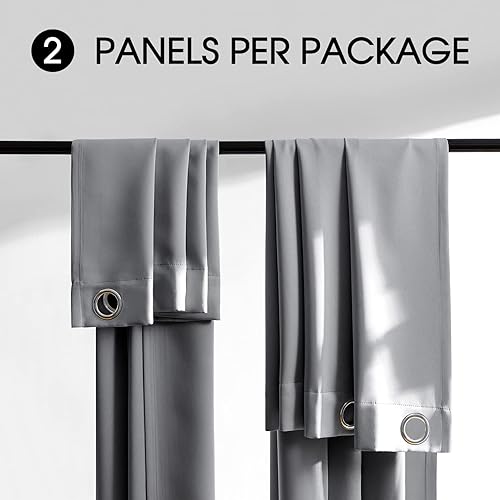 Miniatura 9 de Cortinas 100% opacas, 2 paneles, cortinas de ventana completamente opacas, aislamiento térmico, doble capa con forro negro para cocina, ojales