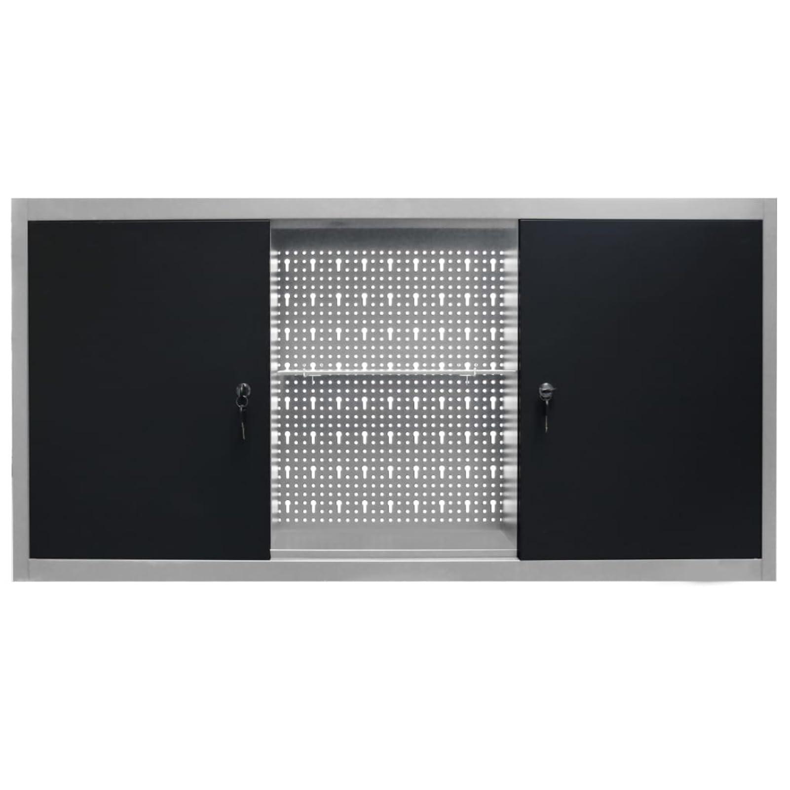 Armario de Herramientas de Pared Industrial Metal Gris y Negro Rangement Atelier