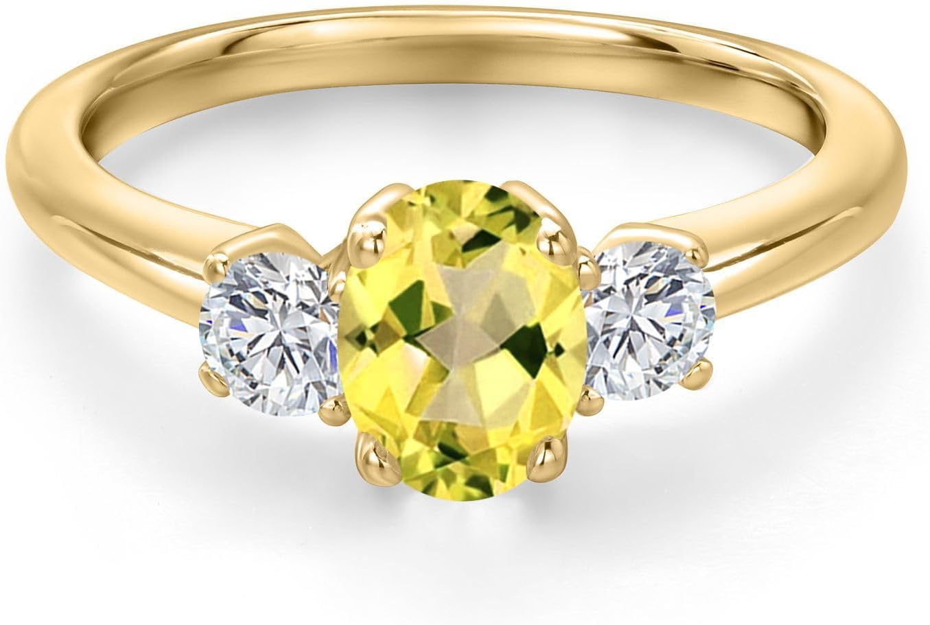 Gem Stone King 10K Yellow Gold Canary Mystic Topaz and Lab Grown Diamond Engagement Ring For Women | 1.14 Cttw | Oval 7X5MM | Gemstone November Birthstone - Image 3